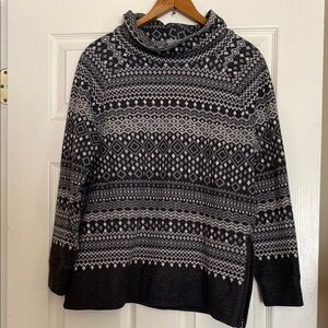 Talbots Black and Gray Patterned Women's Sweater Size Large Petite